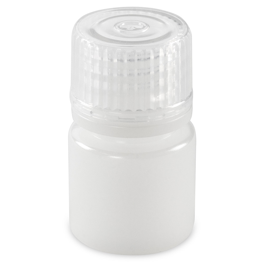 Globe Scientific Bottle, Narrow Mouth, Boston Round, HDPE with PP Closure, 8mL, Bulk Packed with Bottles and Caps Bagged Separately, 2000/Case Image
